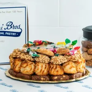 Italian cookie tray from Termini Brothers, biscotti, pignoli cookies, coconut macaroons